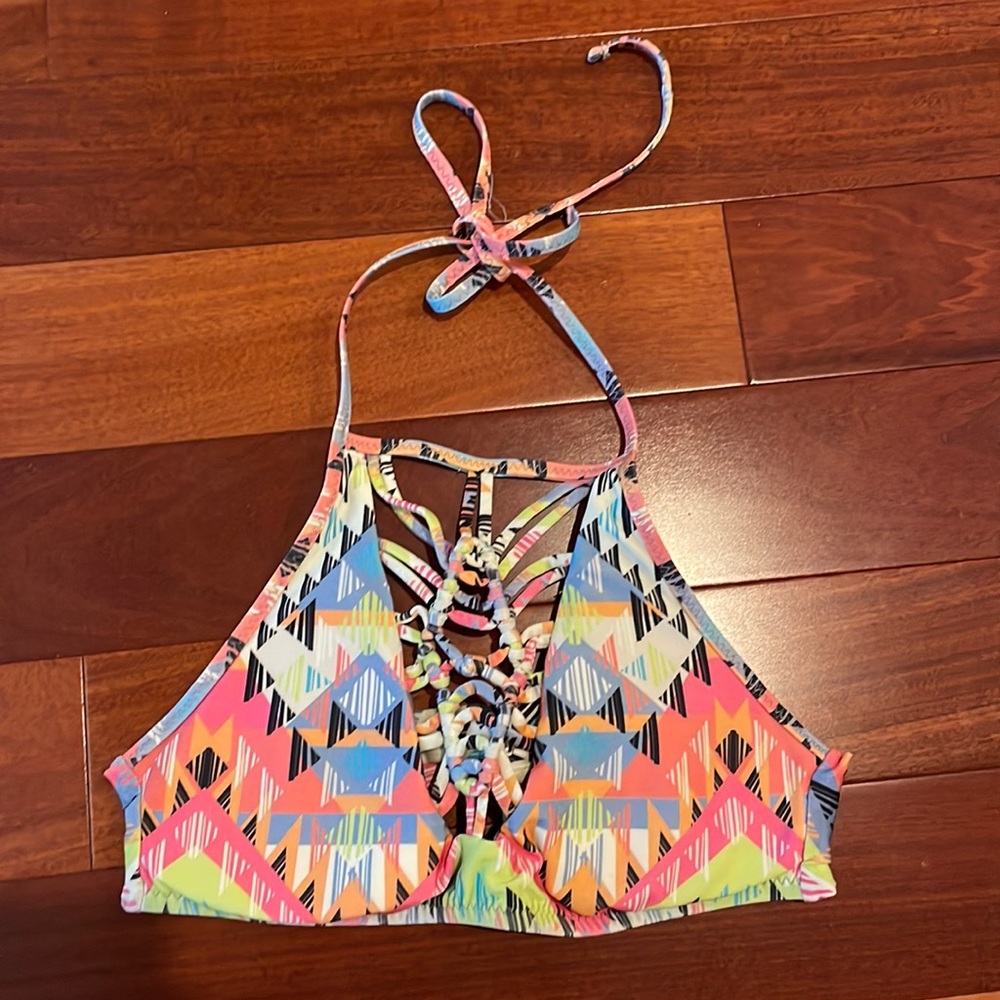 Women’s multicolor halter bikini top in XS